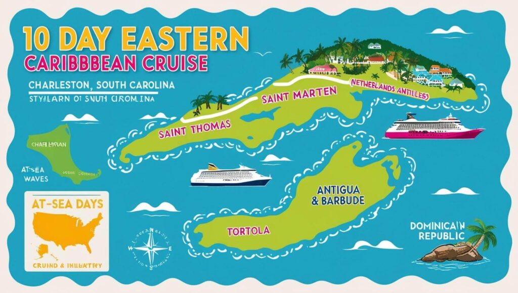 9 Nights Eastern Caribbean Cruise Map